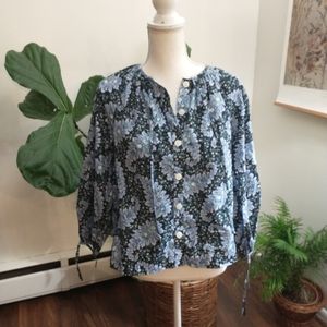 J. Crew Collection Blue Floral Blouse